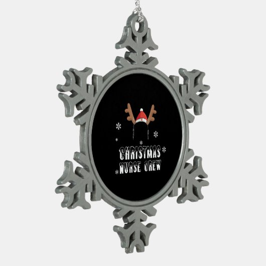 クリスマスナースクルートナカイクリスマスCNA看護 スノーフレークピューターオーナメント (左)