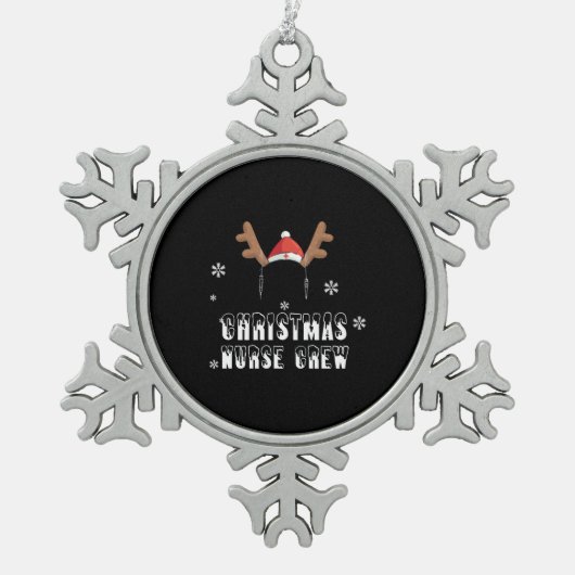 クリスマスナースクルートナカイクリスマスCNA看護 スノーフレークピューターオーナメント (正面)