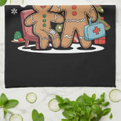 クリスマスナースジンジャーブレッドマンアイシングを試みた キッチンタオル (折り畳み)