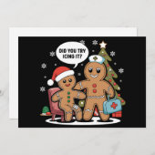 クリスマスナースジンジャーブレッドマンアイシングを試みた シーズンカード (正面/裏面)