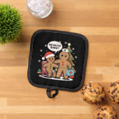 クリスマスナースジンジャーブレッドマンアイシングを試みた 鍋敷き (トップダウン)