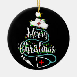 クリスマスナース聴診器クリスマスツリーライト セラミックオーナメント