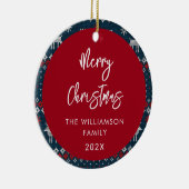 クリスマスニットパターンフェスティバル北欧ファミリー セラミックオーナメント (右)