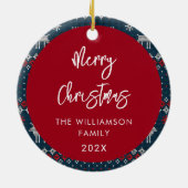 クリスマスニットパターンフェスティバル北欧ファミリー セラミックオーナメント (裏面)