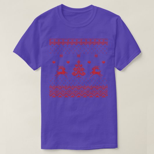 クリスマスニットパターン Tシャツ (デザイン正面)