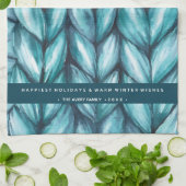 クリスマスニットブルー キッチンタオル (折り畳み)