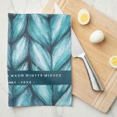 クリスマスニットブルー キッチンタオル (四つ折り)