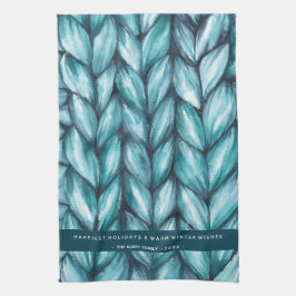 クリスマスニットブルー キッチンタオル