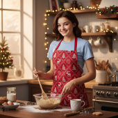 クリスマスニットムースツリーレッドウィンターホリデーズ エプロン