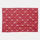 クリスマスニットムースツリーレッドウィンターホリデーズ キッチンタオル (横)