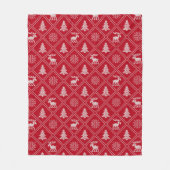 クリスマスニットムースツリーレッドウィンターホリデーズ フリースブランケット (正面)