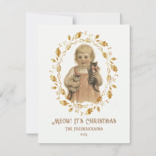 クリスマスニャーヴィンテージホリデーカード シーズンカード (正面)