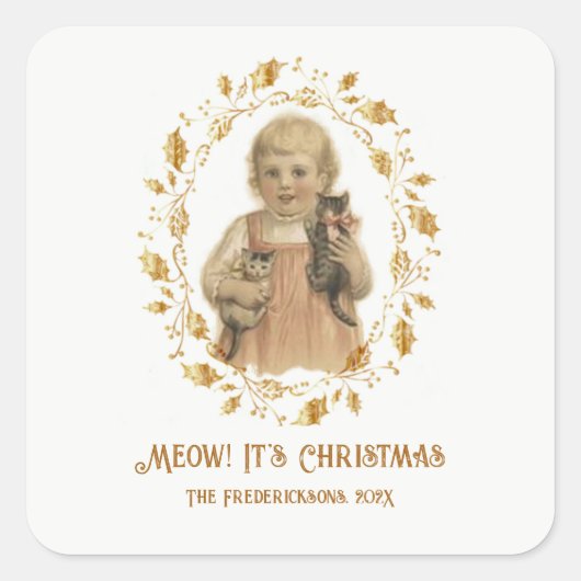 クリスマスニャーヴィンテージ スクエアシール (正面)