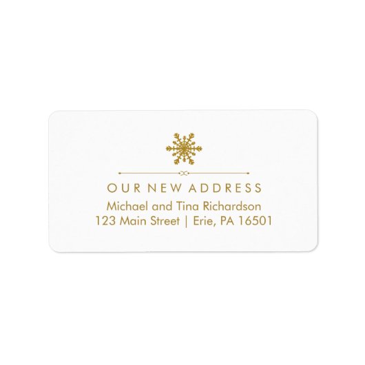クリスマスニューアドレスグラム金ゴールドスノーフレーク ラベル (正面)
