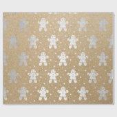 クリスマスニューイヤーシルバージンジャーブレッドマンクラフト ラッピングペーパー (フラット)