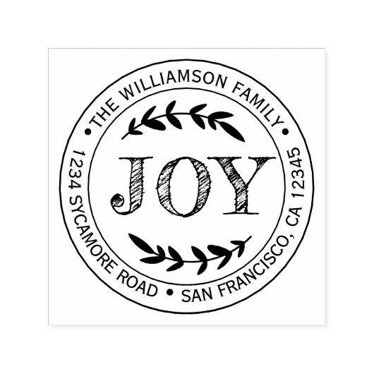 クリスマスニューイヤージョイファミリーラウンド差出人住所 セルフインキングスタンプ (デザイン)