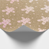 クリスマスニューイヤーバラピンクジンジャーブレッドマンクラフト ラッピングペーパー (角)