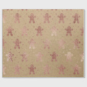 クリスマスニューイヤーバラ金ゴールドジンジャーブレッドマンクラフト ラッピングペーパー (フラット)