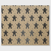 クリスマスニューイヤーブラックジンジャーブレッドマンクラフト ラッピングペーパー (フラット)