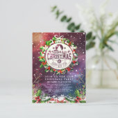 クリスマスニューイヤーホリデーパーティーホリーリーススノー ポストカード (スタンド正面)