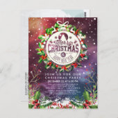 クリスマスニューイヤーホリデーパーティーホリーリーススノー ポストカード (正面/裏面)