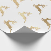 クリスマスニューイヤーホワイトゴールデントナカイ ラッピングペーパー (角)