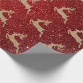 クリスマスニューイヤー段ボールディアレッドグリッター ラッピングペーパー (角)