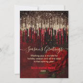 クリスマスニューイヤー赤い花の金ゴールドグリッター (正面)