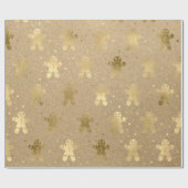 クリスマスニューイヤー金ゴールドジンジャーブレッドマンクラフトジョイ ラッピングペーパー (フラット)