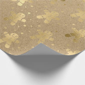 クリスマスニューイヤー金ゴールドジンジャーブレッドマンクラフトジョイ ラッピングペーパー (角)