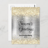 クリスマスニューイヤー金銀金ゴールドグリッター ポストカード (正面/裏面)