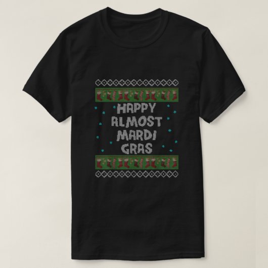 クリスマスニューオーリンズハッピーマールディグラ Tシャツ (デザイン正面)