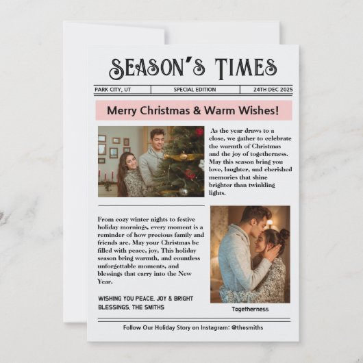 クリスマスニュースレターアーカイブ写真コラージュ シーズンカード (正面)