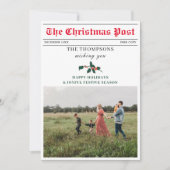 クリスマスニュースレター新聞家族の写真ユニーク シーズンカード (正面)