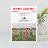 クリスマスニュースレター新聞家族の写真ユニーク シーズンカード (スタンド正面)