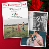 クリスマスニュースレター新聞家族の写真ユニーク シーズンカード