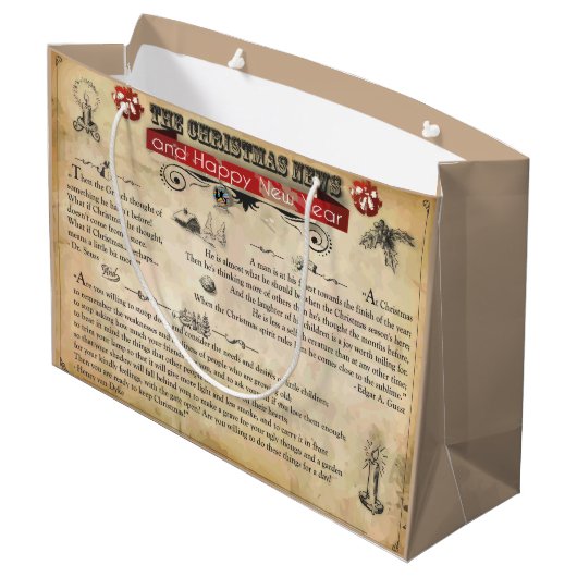 クリスマスニュース抱き枕 – 大、光沢 ラージペーパーバッグ (裏面アングル)
