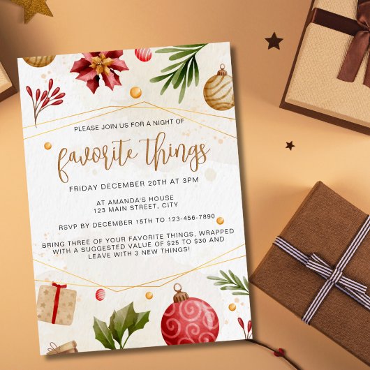 クリスマスニュートラル水の色のお気に入りのものパーティー 招待状