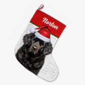 クリスマスニューファンドランド名の背景 ラージクリスマスストッキング (正面 (吊り時))