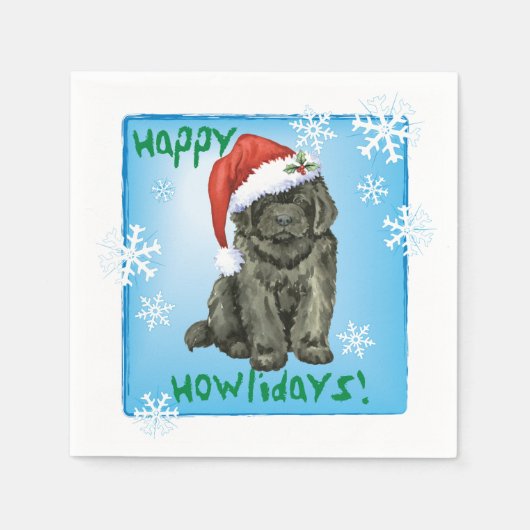 クリスマスニューファンドランド スタンダードカクテルナプキン (正面)