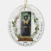 クリスマスニューホームブラックウォーターカラードアフォト セラミックオーナメント (左)
