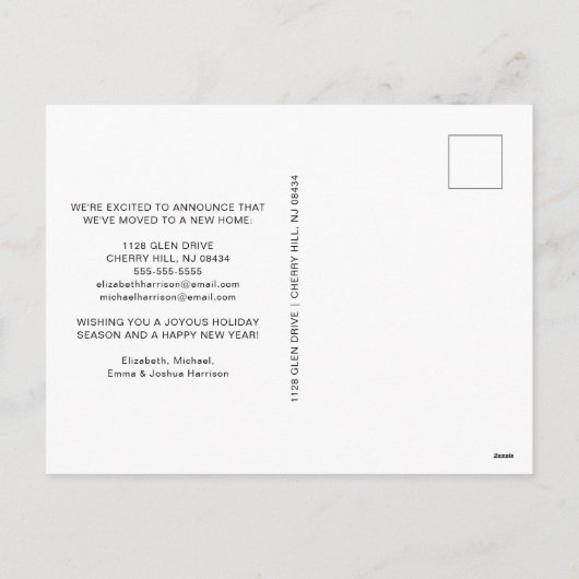 クリスマスニューホームレッド(鳥)ショウジョウコウカンチョウムービング シーズンポストカード (裏面)