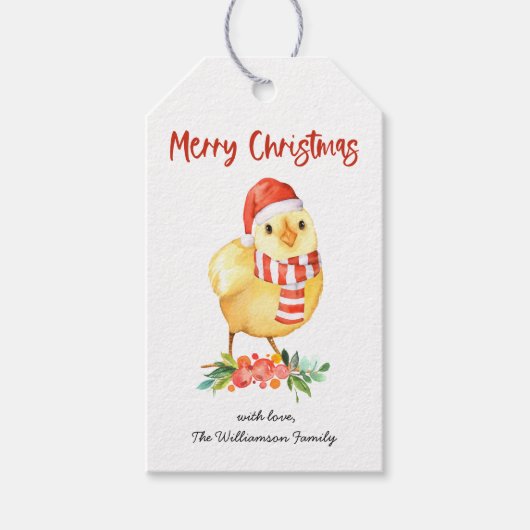 クリスマスニワトリ 記念品 ギフトタグ (正面)