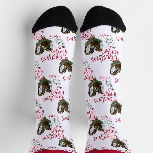 クリスマスヌビアンツインベビーヤギの願い ソックス (上部)