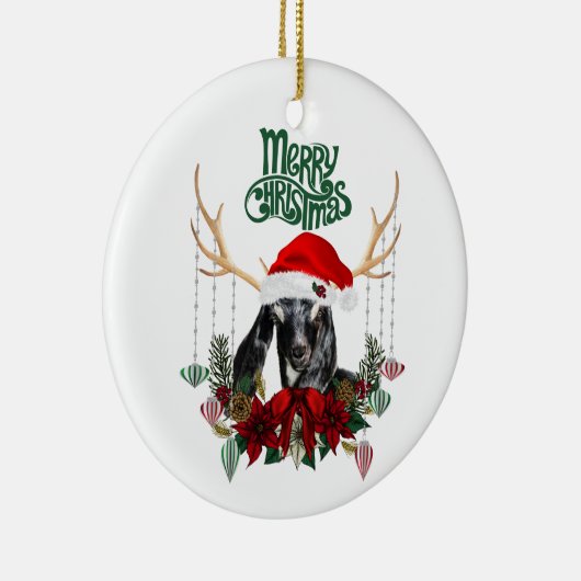 クリスマスヌビアンデナーキッドヤギとリース セラミックオーナメント (右)