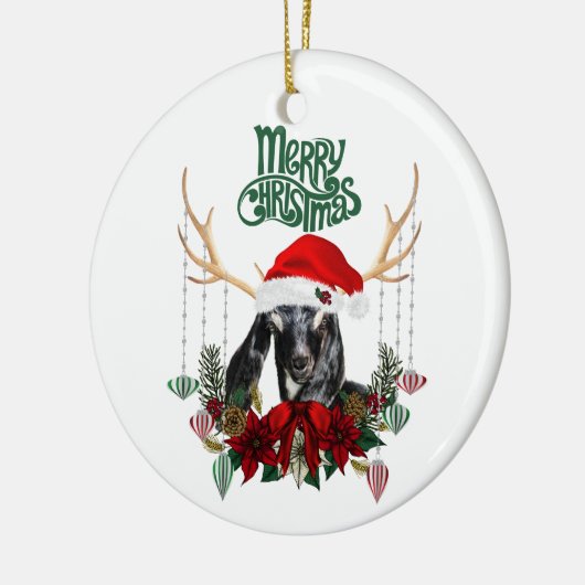 クリスマスヌビアンデナーキッドヤギとリース セラミックオーナメント (左)