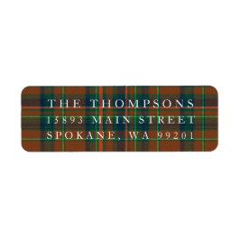 クリスマスネイビーオレンジプレイドフランネル差出人住所 ラベル