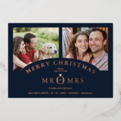 クリスマスネイビーシックラグジュアリーバラ金ゴールド2写真 箔シーズンカード (正面)