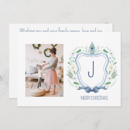 クリスマスネイビーシノアイセリーホリデーカード ノートカード (正面/裏面)