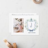 クリスマスネイビーシノアイセリーホリデーカード ノートカード (正面/裏面インサイチュ)